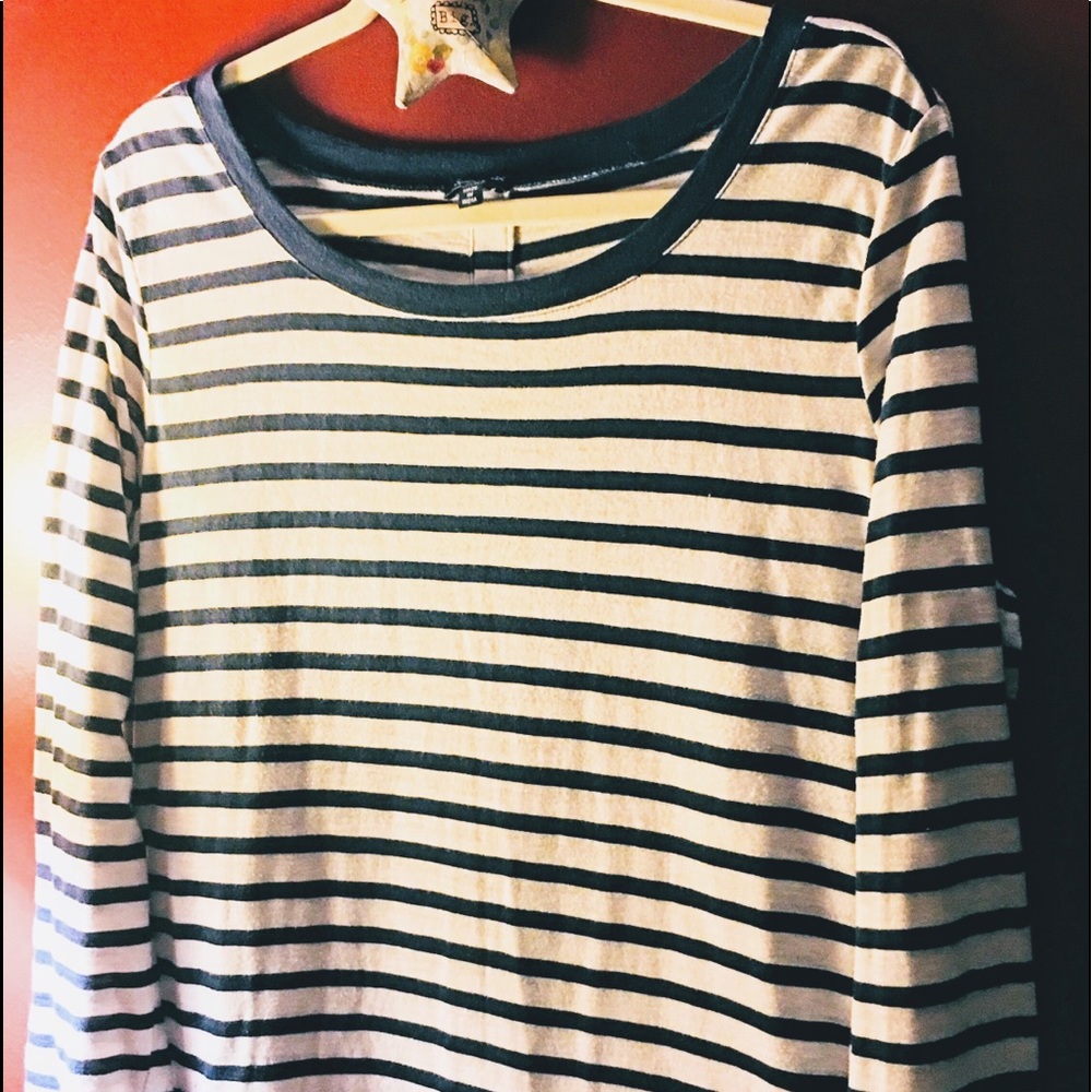 Blue and White Striped Casual Shirt